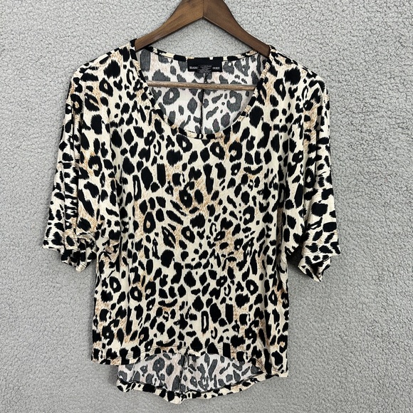 Isabella Rodriguez Top Womens Small Brown Leopard Print‎ Flowy Boho Oversized - Picture 1 of 6